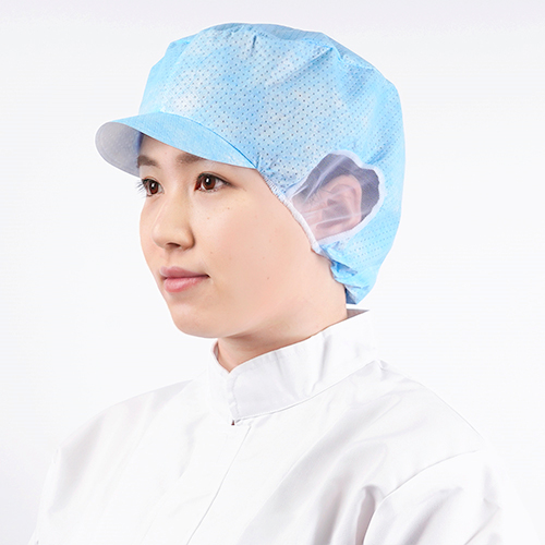 食品工場 衛生帽子 電石帽 SR-5 ブルー｜毛髪やフケの混入を防止する